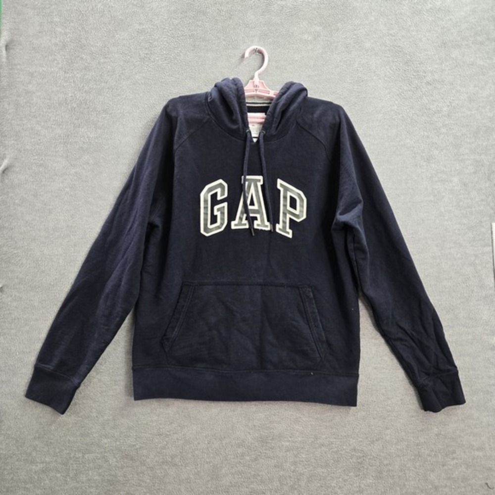 VINTAGE GAP Women Hoodie XL Blue Pullover Embroidered Long Sleeve Logo Y2K